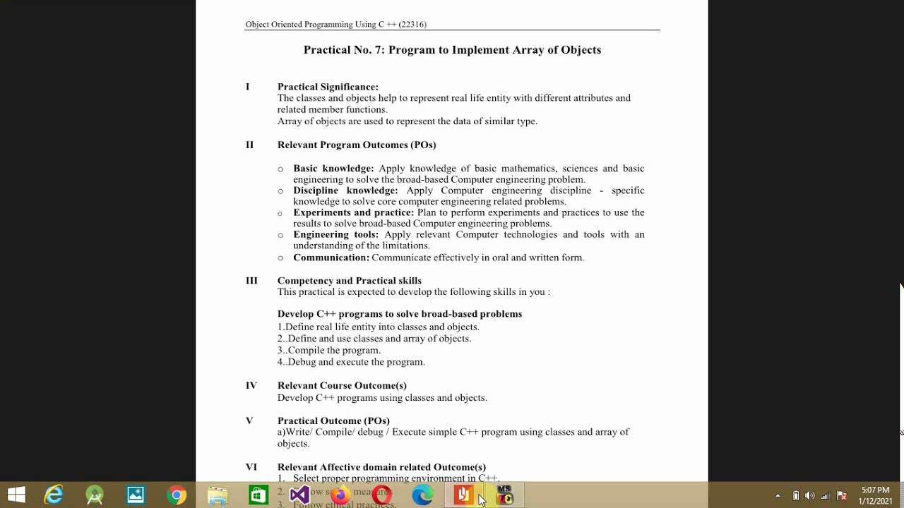 Experiment no 7 OOP(22316)  program to implement array of objects