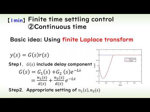 機械システム工学科 (Control engineering) Finite time settling control 2 Continuous time case (1 minute explanation)