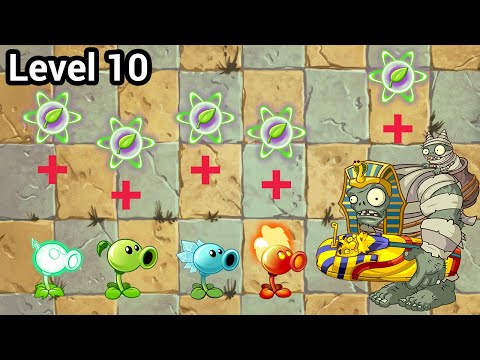 Plants vs Zombies 2 All Peashooters Power Up vs Mummified Gargantuar
