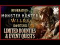 LIMITED BOUNTIES EVENT QUESTS MONSTER HUNTER WILDS 15th OCT 2025