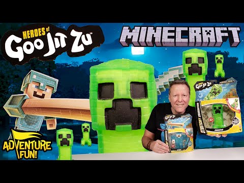 Heroes of Goo Jit Zu Minecraft CREEPER & Steve with Diamond Armor & Sword AdventureFun Toy review!
