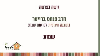 מה עושים כשאין פתרון ? סוד מיוחד בחינוך-  הרב פנחס בריער- גישה בפרשה- שמות, - מבית "לגדל"
