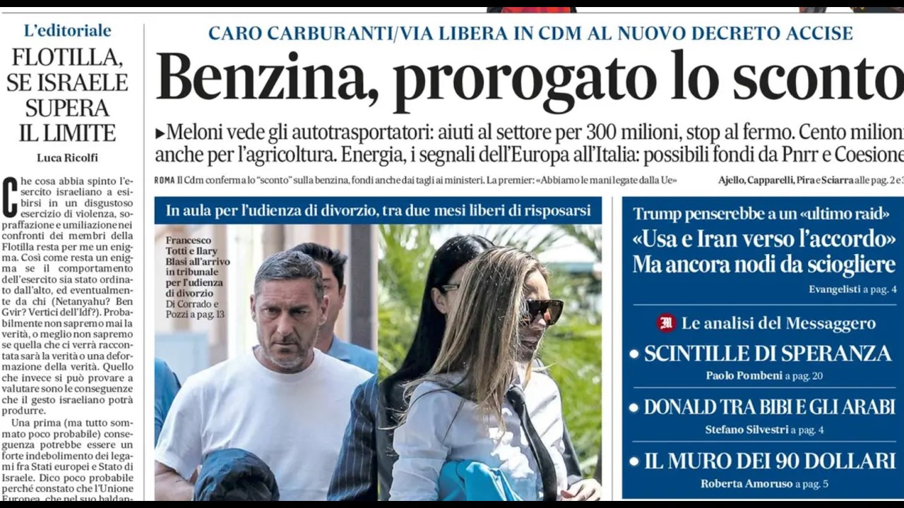 RASSEGNA STAMPA 23 MAGGIO 2026. QUOTIDIANI NAZIONALI ITALIANI  PRIME PAGINE DEI GIORNALI DI OGGI