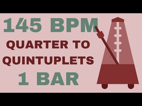 Metronome Click Track - 1 Bar Quarter to Quintuplet Notes 145 bpm - Smartronome