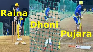 Suresh Raina, dhoni and cheteshwar pujara batting for ipl 2021| csk player hitting six