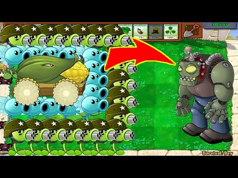 99 Gatling Pea Snow Pea vs 999 Gargantuar - Plants vs Zombie