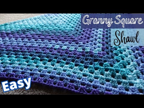 How to Crochet Granny Square Shawl Tutorial | Easy Triangle Shawl Tutorial for Beginners!