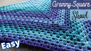 How to Crochet Granny Square Shawl Tutorial | Easy Triangle Shawl Tutorial for Beginners!