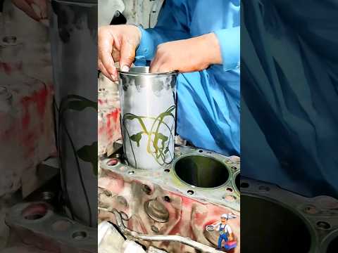 Cylinder sleeve installation #shorts #engine #mechanic #mechanical #skills #short #viral #trending