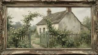 Quiet Countryside Cottage Painting | Vintage Framed Art TV for Calm Rooms