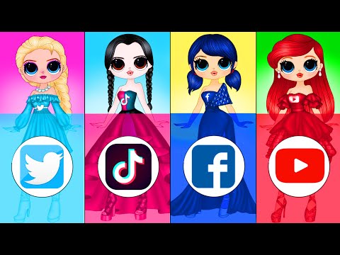 Ladybug, Wednesday Addams, Elsa and Ariel Social Network Dress - DIY Paper Dolls & Crafts