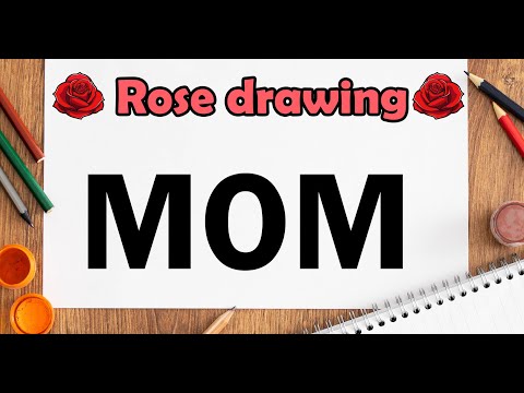 How to Draw a Rose from the Word MOM |🌹 Easy Drawing for Kids