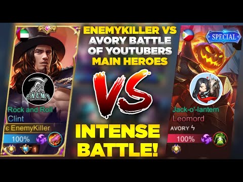 ENEMYKILLER VS AVORY BATTLE OF YOUTUBERS MAIN HEROES INTENSE BATTLE! | Mobile Legends