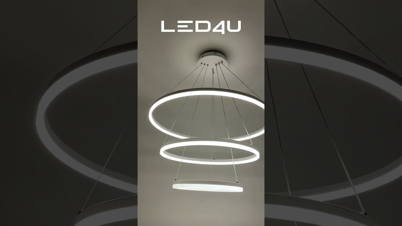 Подвесной светильник 80*80*130 см, LED 96W, 3000 / 6000K, Белый LED4U L1085-80-60-40 WH