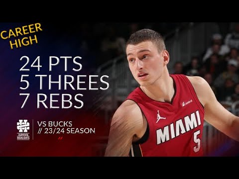 Nikola Jovic 24 pts 5 threes 7 rebs vs Bucks 23/24 season