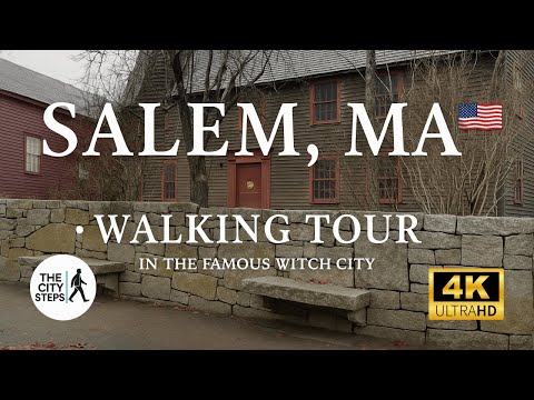 WALKING TOUR | Salem Massachusetts USA in 4K | Ambient City Walk | Witch City Tour [No Voice]