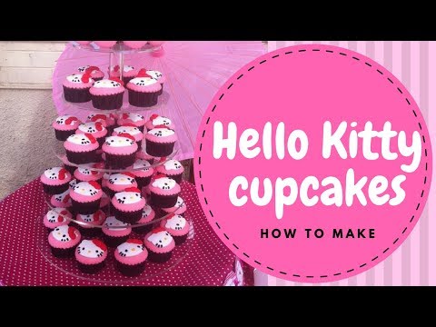 How to make Hello Kitty Cupcakes (2 mins)  | Irma's Fondant Cakes