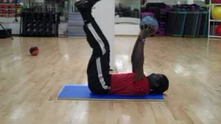 Medicine Ball Toe Touch Crunch exercise video thumbnail