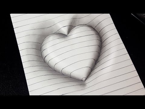 Easy Drawing! How to Draw 3d Heart with Lines - 3D Trick ...
