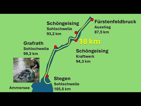 Schlauchbootfahrt auf der Amper vom Ammersee nach Fürstenfeldbruck