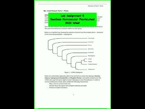 Lab Assignment 6  Seedless Nonvascular PlantsLatest 2022 latest video
