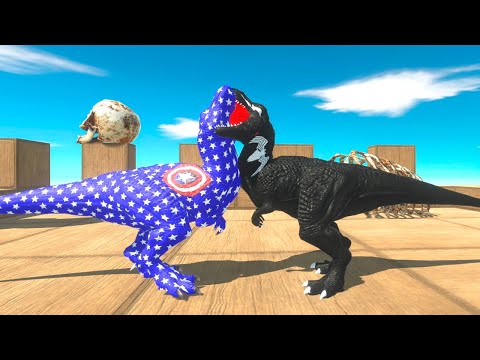 CAPTAIN AMERICA vs VENOM T REX DEATHRUN - Animal Revolt Battle Simulator