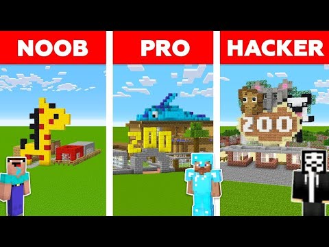 Minecraft NOOB vs PRO vs HACKER: ANIMAL ZOO PARK BUILD CHALLENGE in Minecraft / Animation #gaming
