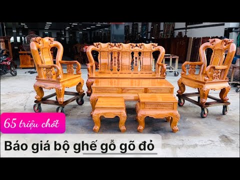 Báo giá bộ ghế salông tay 12 chân 14 gỗ gõ đỏ : 10-7-2023