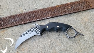 How I Transformed a Rusty Old Farrier's Rasp into a Deadly Karambit Knife!
