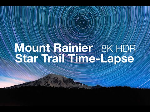 Star Trail Time-Lapse from Paradise at Mount Rainier National Park (8K | 4K | HD HDR)