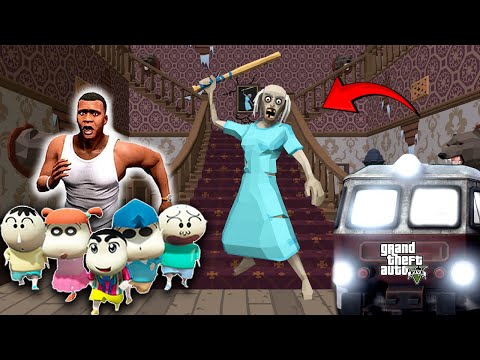 Franklin Saving Shinchan and His Friends From Mad Granny Train Escape horror in GTA5 | GTAV Avengers