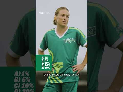 Emily Sonnett, professional soccer player and Team M&T athlete, answers financial questions by kicking the soccer ball into the slot of the goal that has the correct answer