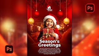 Photoshop Christmas Flyer Tutorial 2025 | Holiday Greetings Design