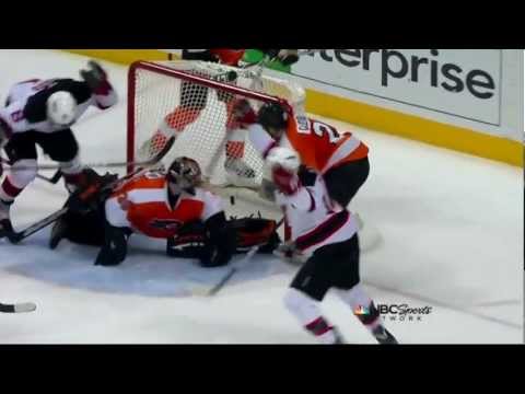Travis Zajac goal. NJ Devils vs Philadelphia Flyers Game 2 5/1/12 NHL Hockey