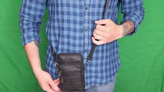 Чоловіча сумка на пояс із натуральної шкіри 21481 Vintage чорна