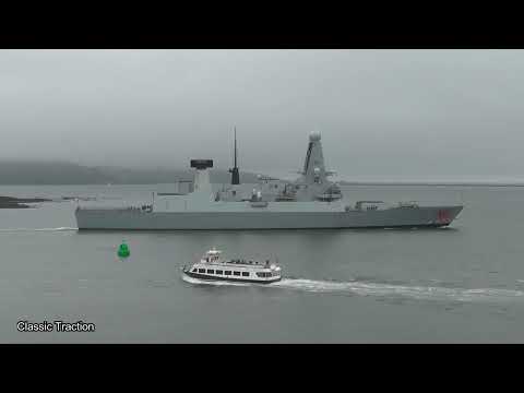ROYAL NAVY TYPE 45 HMS DRAGON D35 ENTERS DEVONPORT NAVAL BASE AT DEVILS POINT 11.6.21