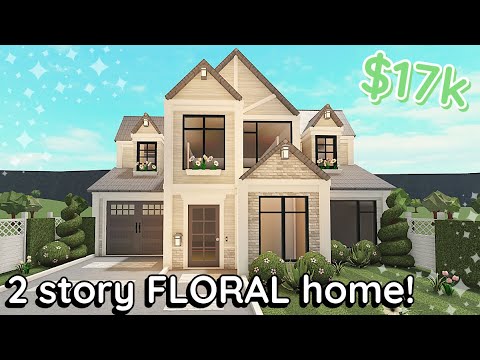 17k Floral Soft Bloxburg House Build: 2 Story Exterior Tutorial