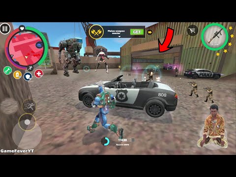 Rope Hero: Vice Town - (Robot Car Enter Army Base) Rope Hero Fight Greenrobot - Android Gameplay HD
