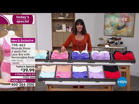 Rhonda Shear 2pack Flat Lace Bra with Removable Pads