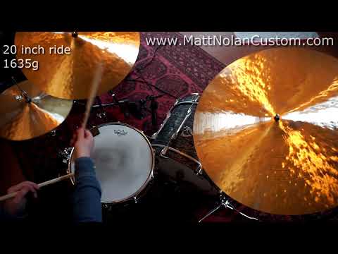 Traditional finish Jazz cymbal set by cymbalsmith Matt Nolan