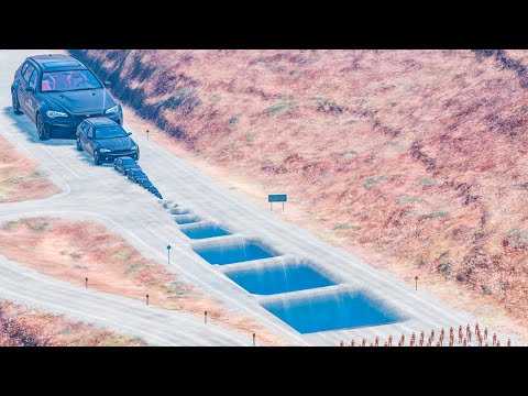 Big & Small Super Cars Vs Square Water Pit - Cars vs Water Pit in BeamNG.Drive