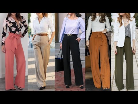 PANTALONES DE MODA 2022/ PANTALONES EN TENDENCIA DE MODA 2022/ PANTALON PALAZO COMBINACIONES LOOKS
