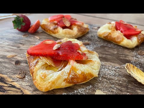 Kleine Erdbeerkuchen mit Vanillepudding - wie frisch vom Bäcker | Schnell und Einfach Backen