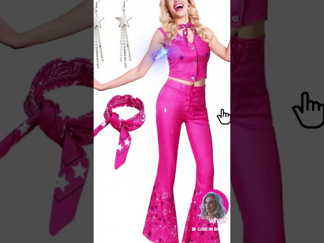 Vídeo relacionado con Carnavalife Disfraz Barby mujer Cosplay Vestido rosa, conjunto de uniforme de Vaquera rosa, Margot Muñeca cosplay film doll, halloween Carnaval (M, Cowgirl)