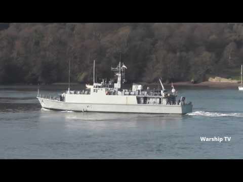 HMS RAMSEY M110 LEAVES DEVONPORT AT WESTERN KINGS, DEVIL'S POINT - 13th March 2017