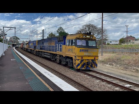 Pacific National NR93, NR122 & LDP004 with 4BS6 cross 1595 at Morisset - 31/8/23