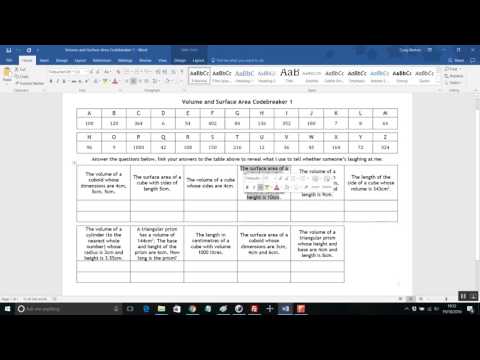 Volume and Surface Area Codebreakers - TES Maths ROTW 10 (2016/17)