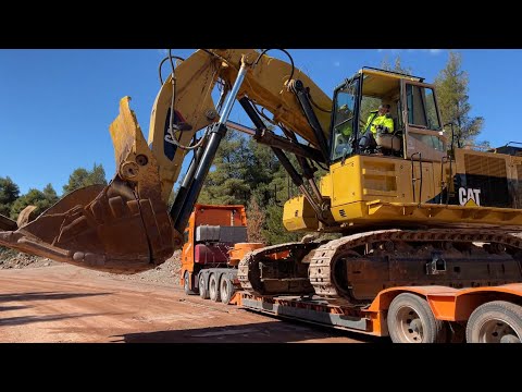 Transporting The Huge Caterpillar 5090B Shovel Excavator - Sotiriadis/Labrianidis Mining Works
