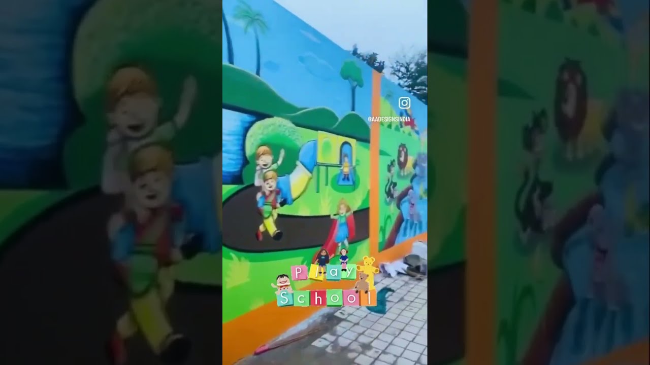 Playschool Design - Exterior View #interiordesign #playschool #playschoolwallpainting #kids