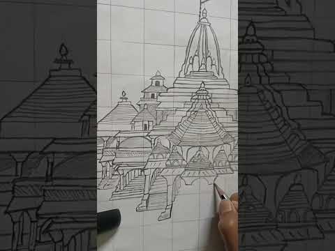 Shree Ram 👑 Mandir 🚩|Ram Mandir 🚩 drawing Part-5||#ram #art#shorts